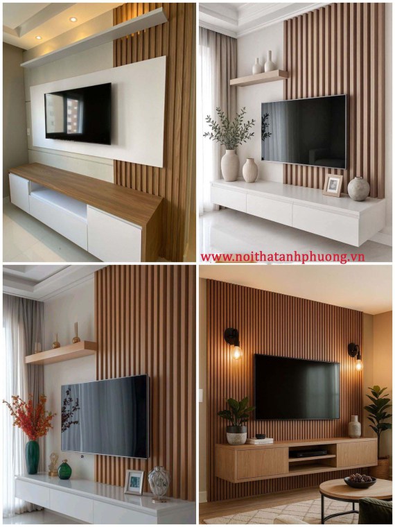 Mẫu Vách kệ TV Phòng Khách năm 2026