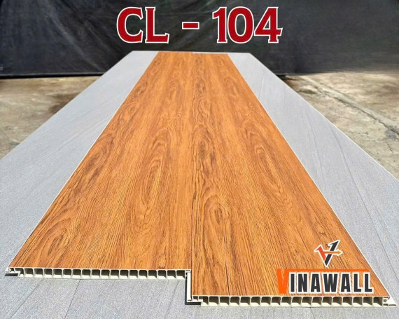 Sàn nhựa giả gỗ chịu lực CL-104 của thương hiệu VinaWall sản xuất với kích thước tiêu chuẩn: 330 x 22 x 3000mm
