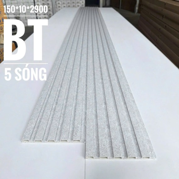 Lam nhựa ốp tường 5 sóng thấp 10mm. màu bê tông