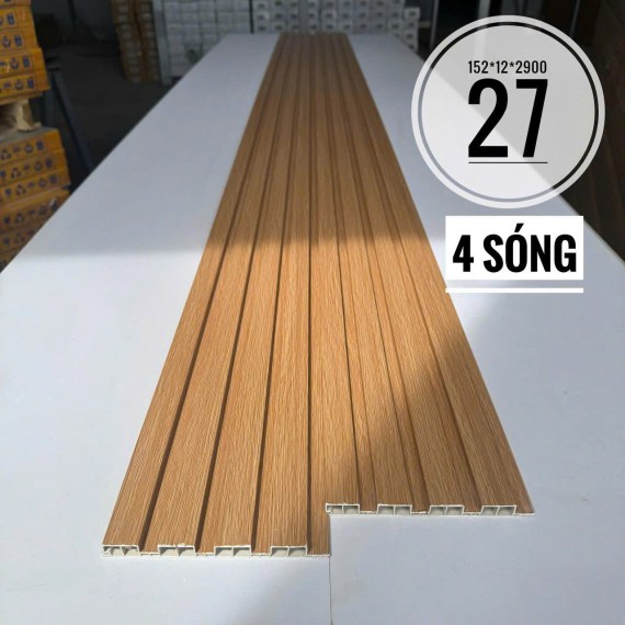 Lam nhựa giả gỗ 4 sóng thấp 12mm. Mã màu 27