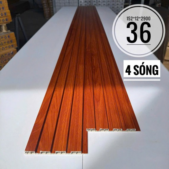Lam nhựa ốp tường 4 sóng thấp 12mm. Mã màu MM36