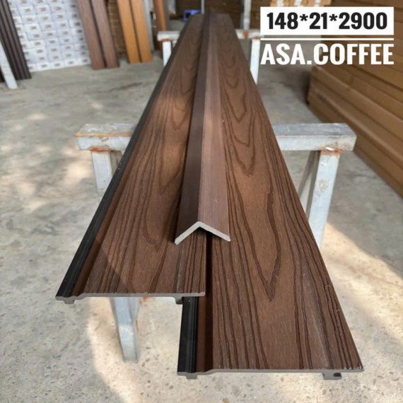 Tấm ốp gỗ nhựa ngoài trời một sóng phủ Asa, độ dày 21mm. Màu coffee