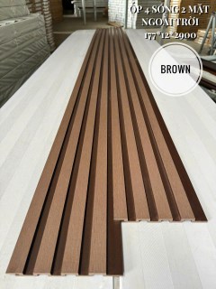 Tấm Ốp Gỗ Nhựa 2 Mặt Lam 4 Sóng Ngoài Trời Brown
