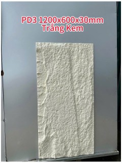 Tấm Ốp Tường PU Giả Đá Trắng Kem 30mm